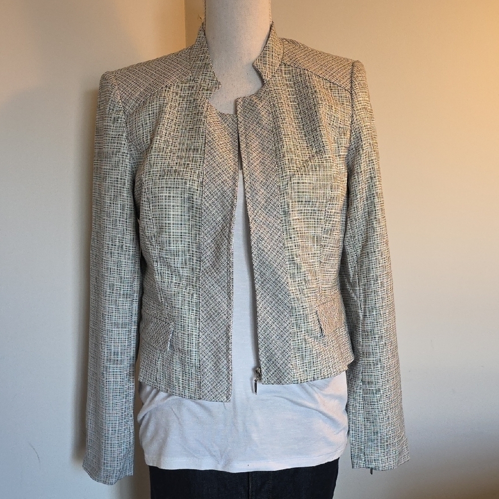 White House Black Market Cream Tweed Blazer